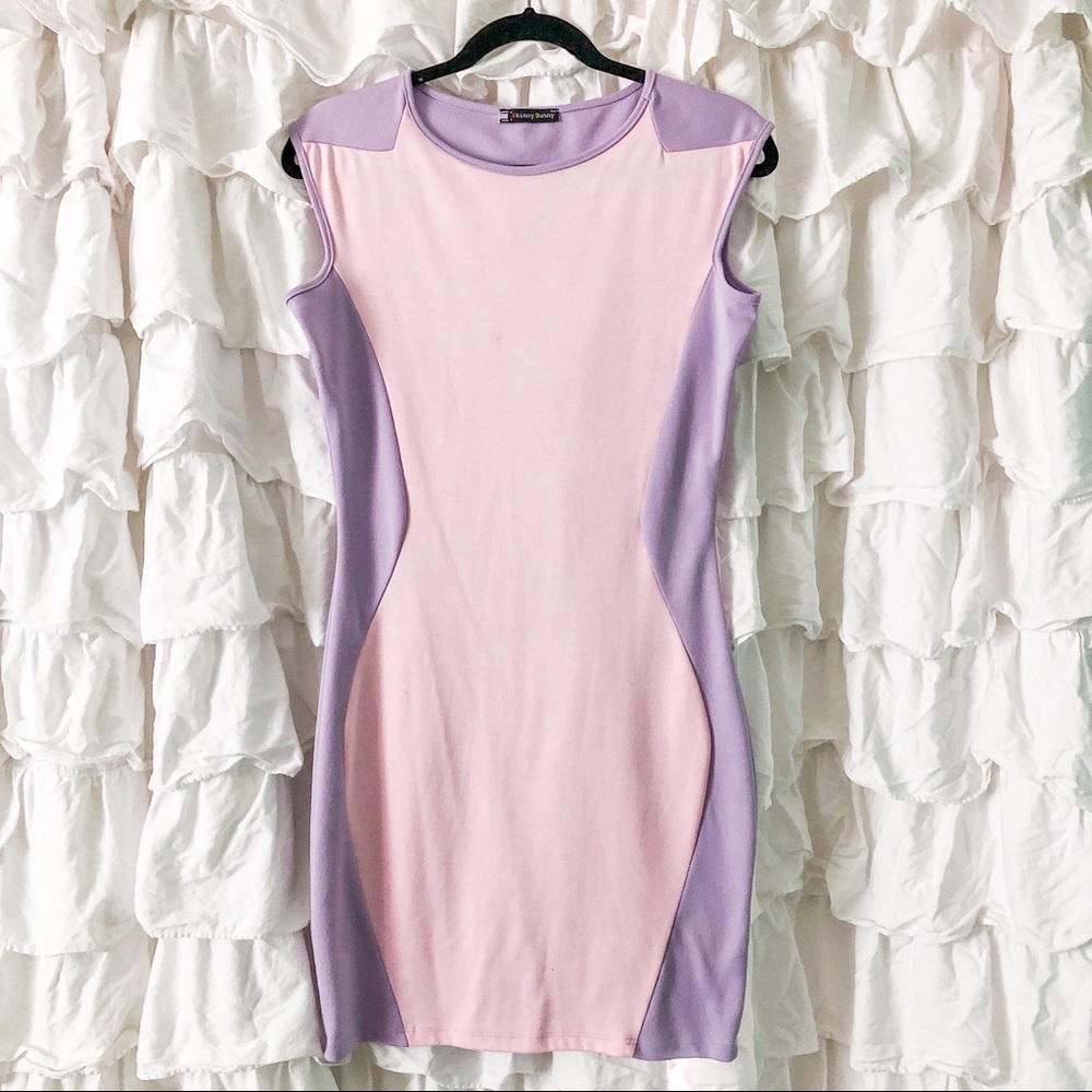 Lilac and pink bodycon dress